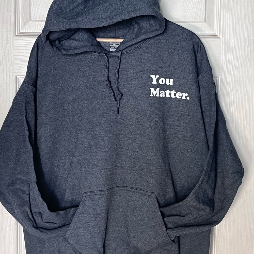 Dark Gray Hoodie with 'You Matter' Print